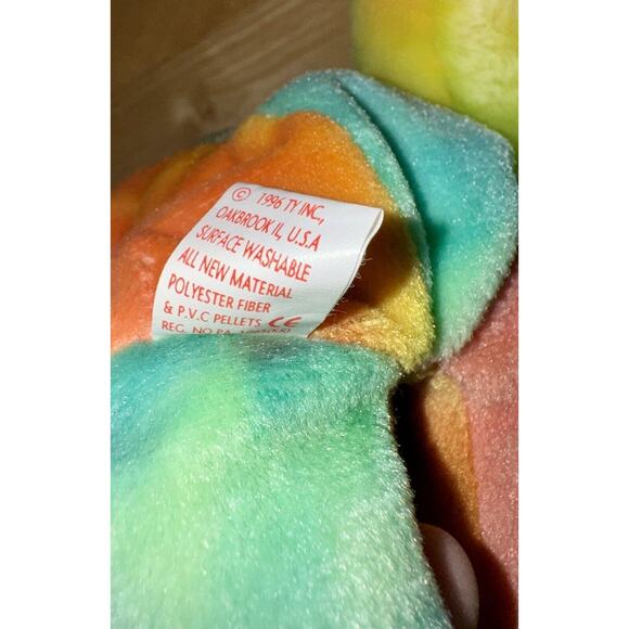 ty Peace Beanie Babies 1999 Buddies 1996 Tie Dye Rainbow Bear Set MWMT - Picture 7 of 16